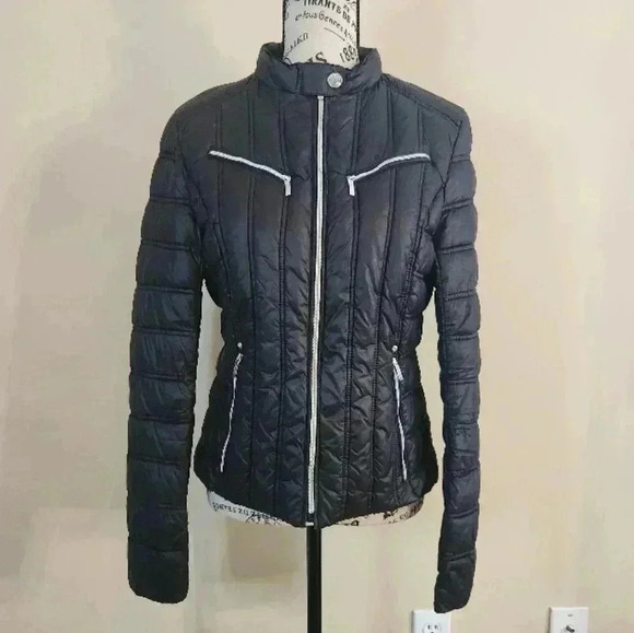 Laundry By Shelli Segal Black and Silver Quilted Jacket, large - Picture 2 of 10
